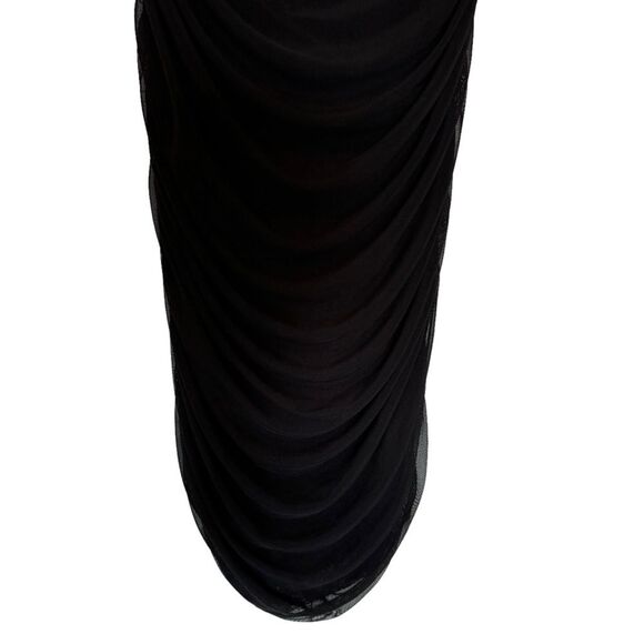 ASOS Curve v wire bardot Black Sweetheart Neckline Ruched Mesh Midi Dress, Sz 20 - Picture 6 of 10